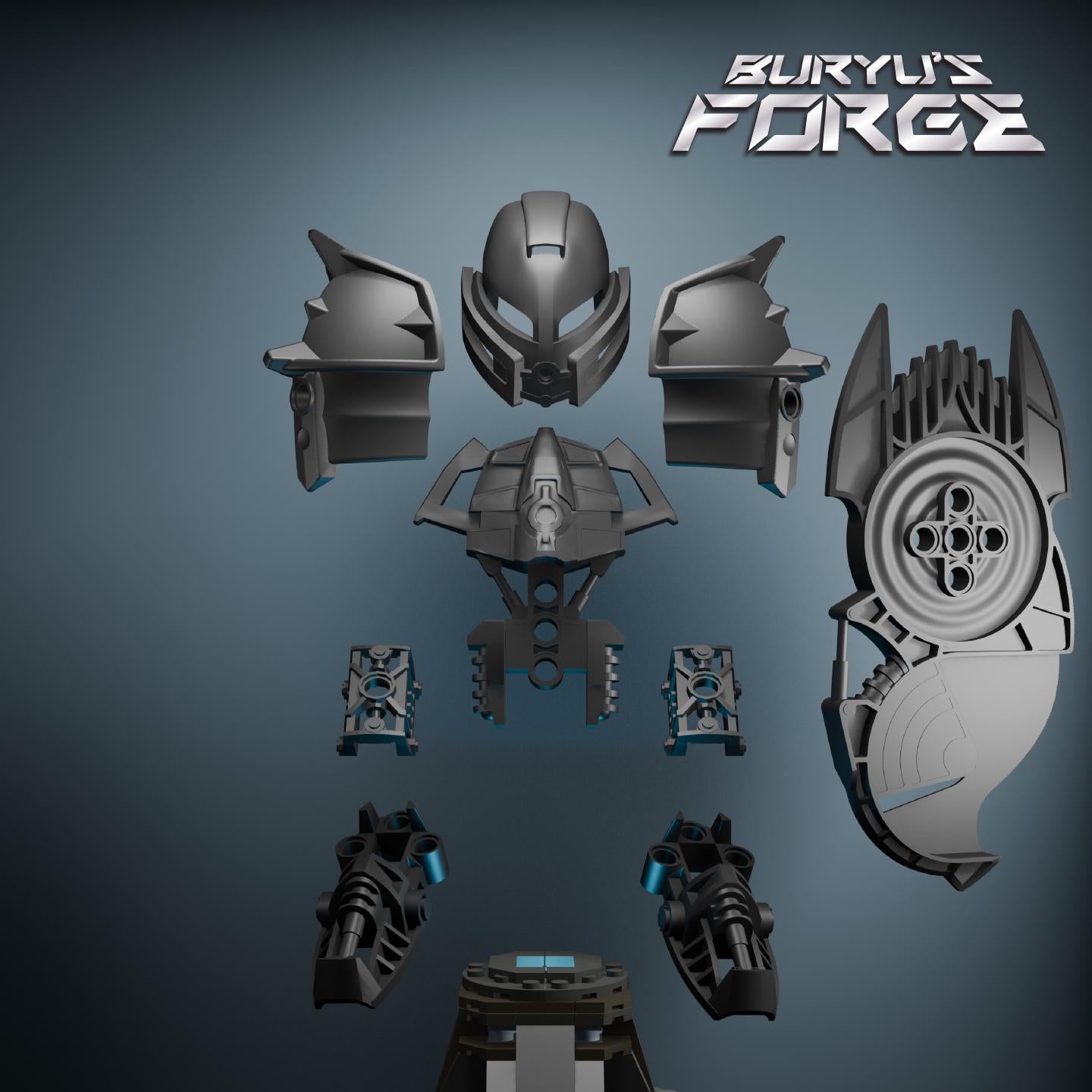 Toa Pouks Canon Contest Armor Set |  Hagah Kit, Dark Pearl Gray