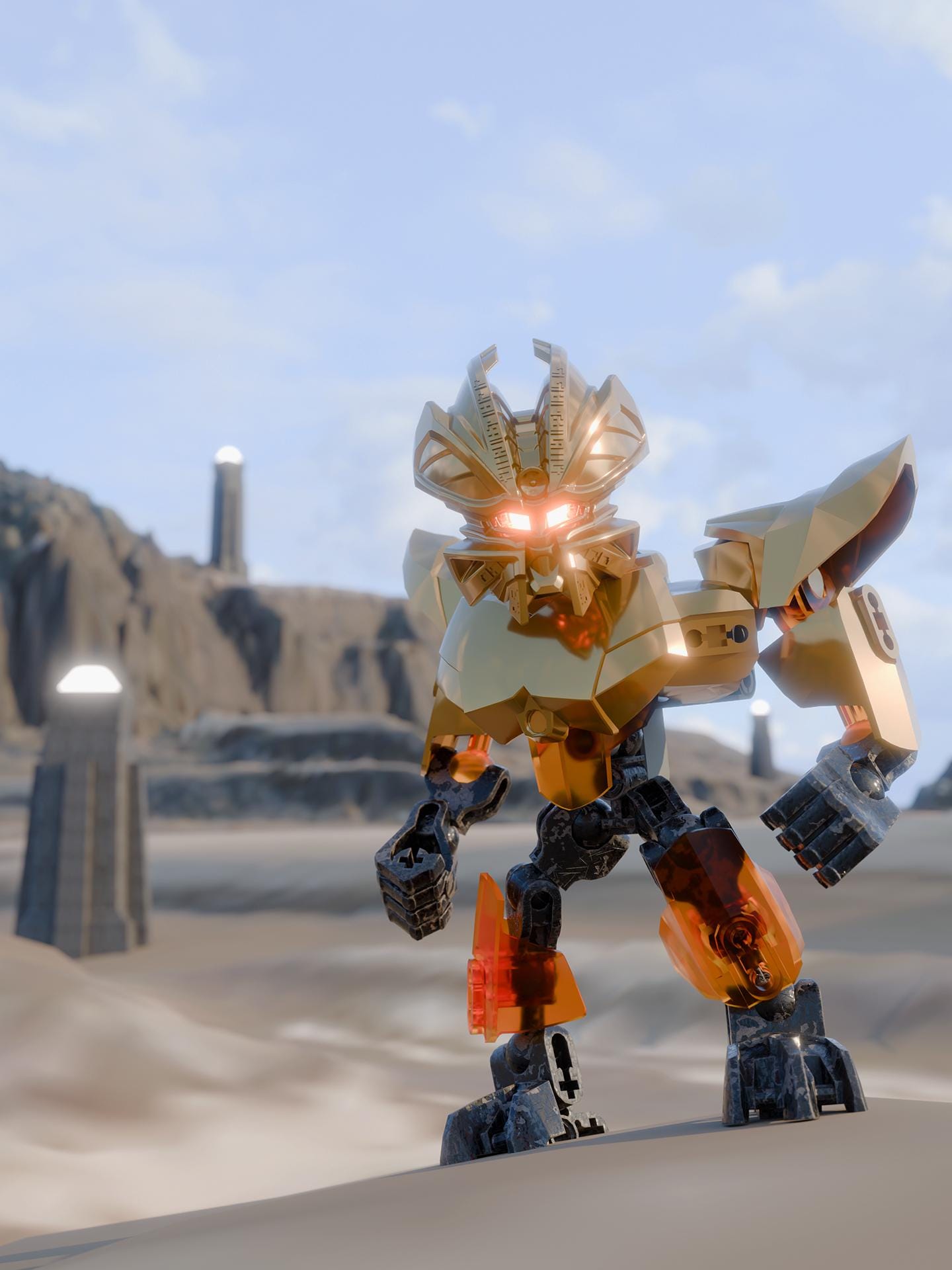 Mask of Chrono Vision / Time | Bionicle G2 Mask, Pearl Gold