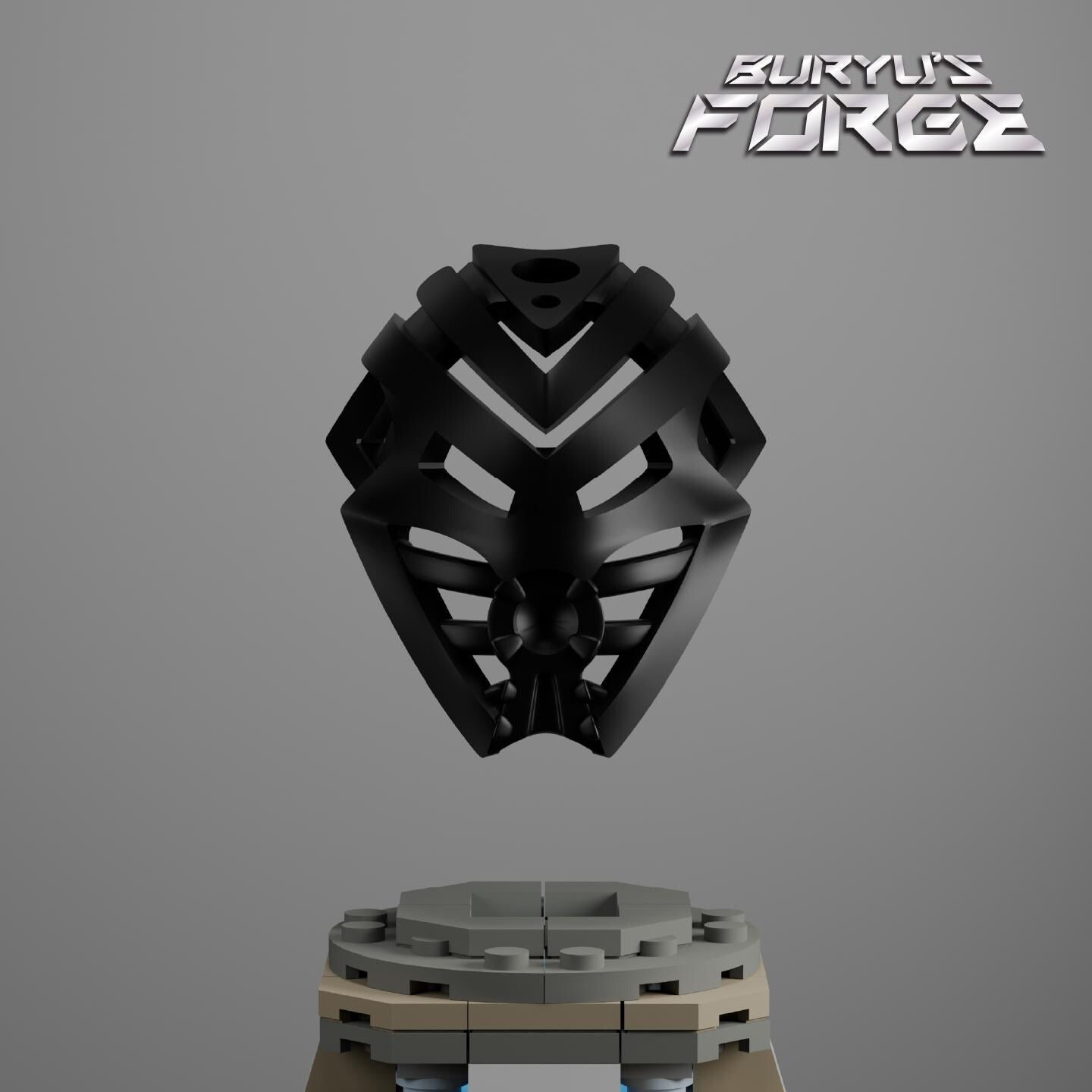 Mutated Mask of Strength | Mutated Great Kanohi Pakari, Black (BigPhan Ver)